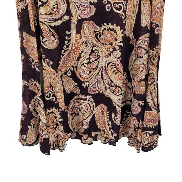 Vintage 90's Venezia Top Plus Size 18/20 Blouse Plum Paisley V-neck Bell Boho - Picture 9 of 14